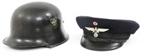 WWII GERMAN CIVIL POLICE HELMET & NS-RKB VISOR CAP