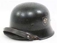 WWII GERMAN M34 FIRE POLICE DOUBLE DECAL HELMET