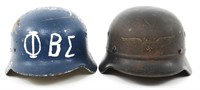 WWII GERMAN RLB LUFTSCHUTZ & PAINTED M40 HELMETS