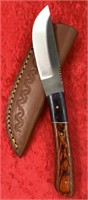 Patch knife made from a file, 7.25" leather sheath