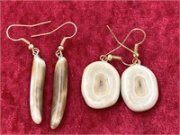 Lot of 2 pairs of fossilized walrus ivory earrings