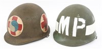 NAMED WWII FRONT SEAM FIXED BALE M1 & MP HELMETS
