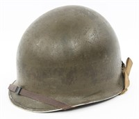WWII US M1 COMBAT HELMET WITH LINER & CHINSTRAP