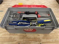 Toolbox and Contents - Screw Driver, Wood Rasp,