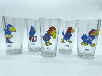 (5) Kansas University Pint Glasses