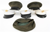 USMC DRESS VISORS HATS & GARRISON CAP LOT OF 6