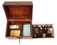 BOXED LEATHER APOTHECARY MEDICAL KIT WITH KEY