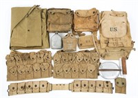 WWI US ISSUED FIELD GEAR GAS MASK POUCH & MORE LOT