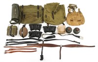 WWII GERMAN GEAR LOT BELT AMMO POUCHES & MORE