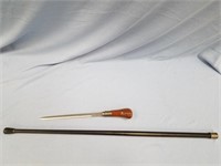 Sword cane, with European style shifter knob handl