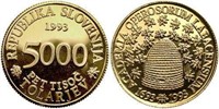 Slovenia, 5000 Tolarjev Proof Gold, 1993 Beehive