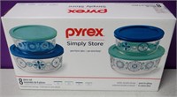 New 8 Piece Pyrex Decorated Glass Storage Set