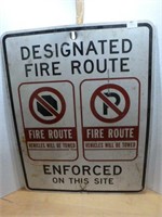 Metal Road Sign 24" x 29.5" - Fire Route