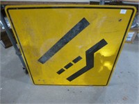 Metal Road Sign 36" x 36" - Right Lane Ends