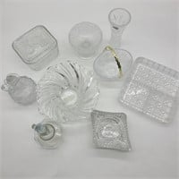 Lot of Clear Glass & Basket w/ Lenox Crystal Vase