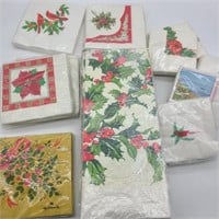 Lot of Vintage Holiday Napkins & Table Covers