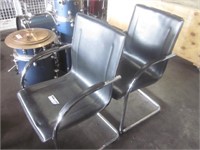 2 Chrome Plated Vinyl Upholstered Armchairs