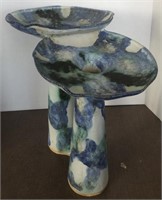 Ceramic watercolor textured mushroom vase has