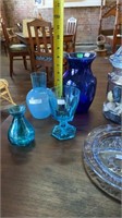 Blue Glass Lot. 11 items.