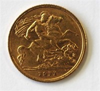 Australian 1911 gold half Sovereign Melbourne mint