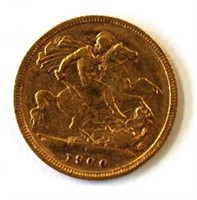 Australian 1900 gold Half Sovereign Sydney mint