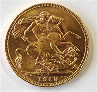 1918 gold Sovereign Bombay mint