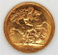 Australia Gold Half Sovereign 1912 Sydney Mint