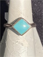 Turquoise mounted in sterling silver ring size 7