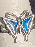 Mother of pearl Butterfly sterling silver ring