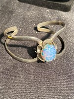 Arctic opal cuff bracelet in sterling silver