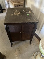 Antique Wood End Table With Storage