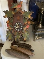 Colorful German Cuckoo Clock w/Weights