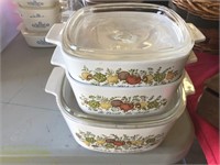 3 Piece Corning Ware Spice Of Life Pattern