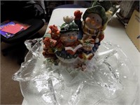 snow men and Holiday glass plates