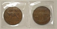 Two Australian 1946 pennies
