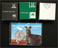 Four Australian commemorative silver proof coins