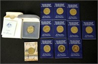 Twelve Australian UNC / proof $1 coins