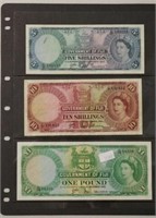 Fijian £1 UNC, 5 & 10 shillings banknotes (3)