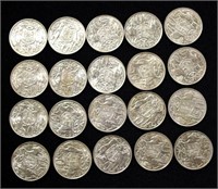 Twenty Australian 1966 50 cents coins