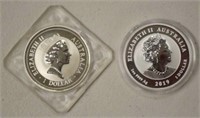 Two Australian 1oz silver coins