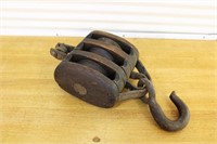 Large antique pulley