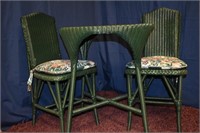 Wicker Table and Chair Set w/ Serving Tray