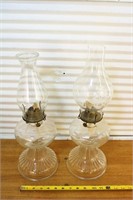 Two antique oil lamps