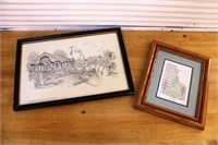 Two framed Cincinnati area prints