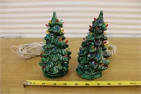 2 Small ceramic Christmas trees
