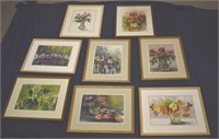 8 Framed Flower Prints by local artist