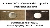 49" x 22" Tan Brown or Sunset Granite Single Bowl