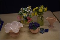 Assorted Floral and Milk Glass
