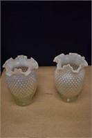 Pair of Fenton Hobnail Opalescent Vases
