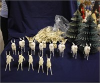 Vintage Reindeer & Angels w/ Honey Comb Trees